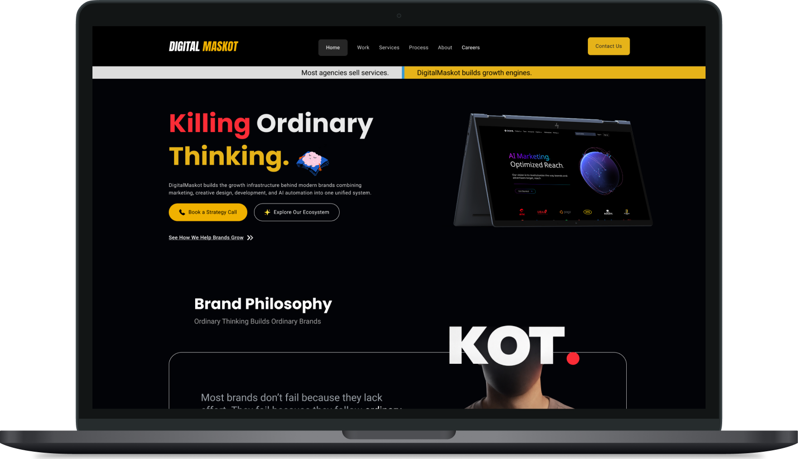 NewAgeSysIT homepage redesign displayed on a laptop