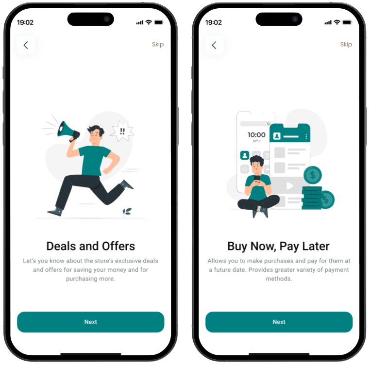 Mobile app screen